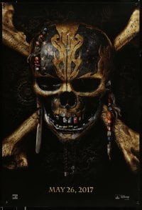 8r761 PIRATES OF THE CARIBBEAN: DEAD MEN TELL NO TALES teaser DS 1sh 2017 gold skull & crossbones!