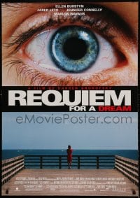 8r782 REQUIEM FOR A DREAM 1sh 2000 addicts Jared Leto & Jennifer Connelly, cool eye image!