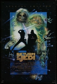 8r790 RETURN OF THE JEDI style D advance 1sh R1997 George Lucas classic, montage art by Drew Struzan!