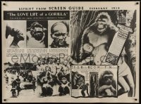 8r179 LOVE LIFE OF A GORILLA 33x44 special poster R1938 Frank Brown African wildlife documentary!