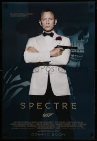 8r862 SPECTRE int'l advance DS 1sh 2015 cool image of Daniel Craig as James Bond 007 with gun!