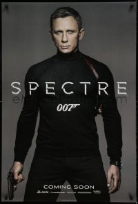 8r863 SPECTRE int'l teaser DS 1sh 2015 cool color image of Daniel Craig as James Bond 007 with gun!