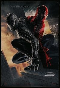 8r869 SPIDER-MAN 3 teaser DS 1sh 2007 Raimi, the battle within, Maguire, red/black suits, textured!