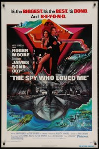 8r872 SPY WHO LOVED ME 1sh 1977 great art of Roger Moore as James Bond by Bob Peak!
