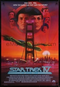 8r880 STAR TREK IV 1sh 1986 Leonard Nimoy, Shatner & Klingon Bird-of-Prey by Bob Peak!