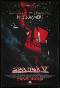 8r882 STAR TREK V foil advance 1sh 1989 The Final Frontier, image of theater chair w/seatbelt!