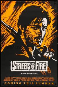 8r900 STREETS OF FIRE advance 1sh 1984 Walter Hill, cool orange dayglo Riehm art!
