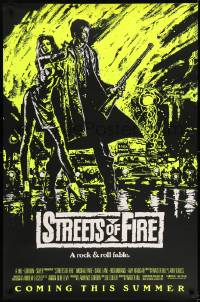8r902 STREETS OF FIRE advance 1sh 1984 Walter Hill, cool yellow dayglo Riehm art!