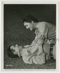 8s063 ALL I DESIRE 8.25x10 still 1953 Richard Long & Marcia Henderson fooling around in the grass!