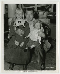 8s066 ALL MINE TO GIVE candid 8.25x10 still 1957 Patty McCormack sitting on boxer Jack Dempsey lap!
