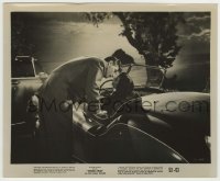 8s071 ANGEL FACE 8.25x10 still 1953 Robert Mitchum kissing Jean Simmons in car, Preminger, Hughes