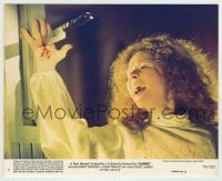 8s017 CARRIE 8x10 mini LC #3 1976 Piper Laurie with knife through her hand, Brian De Palma classic