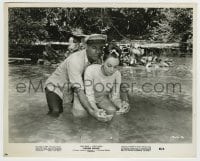 8s297 FATHER GOOSE 8.25x10.25 still 1965 Cary Grant helps Leslie Caron catch fish with her hands!