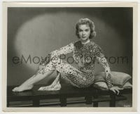 8s003 FORBIDDEN PLANET 8x10 still 1956 Anne Francis in cool sequined dress seated on alien bed!