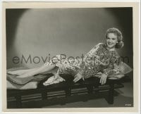 8s002 FORBIDDEN PLANET 8.25x10 still 1956 Anne Francis in cool sequined dress laying on alien bed!