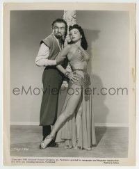 8s328 GOLDEN BLADE 8.25x10 still 1953 Gene Evans holds sexy Kathleen Hughes in skimpy outfit!