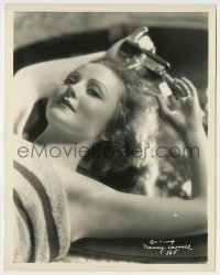 8s579 NANCY CARROLL 8x10.25 still 1930s sexy close up wearing only a towel & combing her hair!