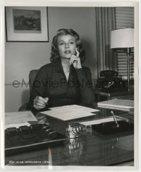 8s684 RITA HAYWORTH 8.25x10 still 1953 the pretty star doing paperwork at her desk by Cronenweth!