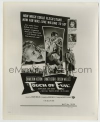 8s836 TOUCH OF EVIL 8.25x10 still 1958 great image of Heston, Welles & Dietrich on a newspaper ad!