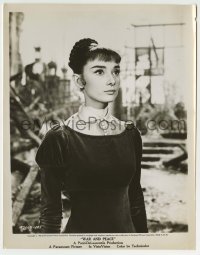 8s864 WAR & PEACE 8x10.25 still 1956 c/u of beautiful Audrey Hepburn as Natasha in velvet dress!