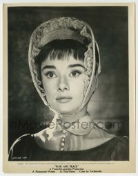 8s866 WAR & PEACE 8x10.25 still 1956 c/u of beautiful Audrey Hepburn as Natasha wearing bonnet!