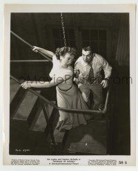 8s884 WOMAN IN HIDING 8.25x10 still 1950 Stephen McNally chases scared Ida Lupino up stairs!