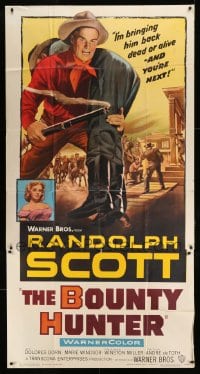 8t346 BOUNTY HUNTER 3sh 1954 cool artwork of cowboy Randolph Scott carrying man & smoking rifle!