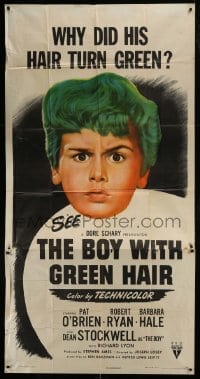 8t348 BOY WITH GREEN HAIR 3sh 1948 huge headshot of Dean Stockwell, a kid who wants to end war!
