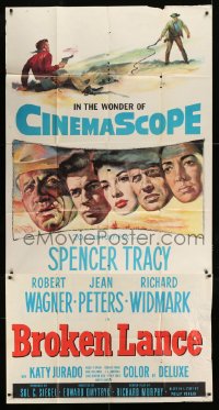 8t351 BROKEN LANCE 3sh 1954 Spencer Tracy, Robert Wagner, Jean Peters, Richard Widmark!