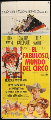 8t367 CIRCUS WORLD Spanish/US 3sh 1965 Claudia Cardinale, John Wayne, completely different art!