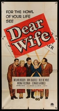 8t380 DEAR WIFE style A 3sh 1950 William Holden, Joan Caulfield, Edward Arnold, howl of your life!
