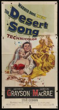 8t384 DESERT SONG 3sh 1953 artwork of Gordon McRae holding sexy Kathryn Grayson!