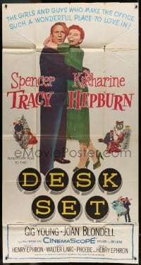 8t385 DESK SET 3sh 1957 Spencer Tracy & Katharine Hepburn make the office a wonderful place!