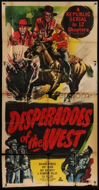 8t386 DESPERADOES OF THE WEST 3sh 1950 cool action-packed cowboy western serial artwork!