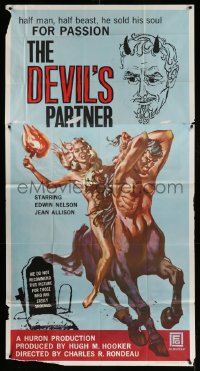 8t388 DEVIL'S PARTNER 3sh 1961 great artwork of sexy Jean Allison riding centaur man, black magic!