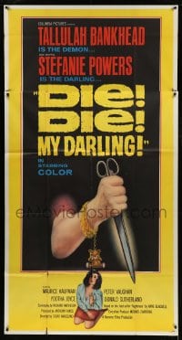 8t389 DIE DIE MY DARLING 3sh 1965 Tallulah Bankhead, great artwork of stabbing scissors, Fanatic!