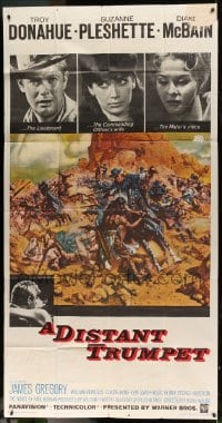 8t391 DISTANT TRUMPET 3sh 1964 cool art of Troy Donahue vs Indians by Frank McCarthy!