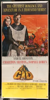 8t396 EL CID int'l 3sh 1961 Anthony Mann directed, art of Charlton Heston & sexy Sophia Loren!