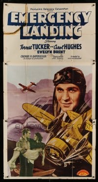 8t398 EMERGENCY LANDING 3sh 1941 Forrest Tucker, Carol Hughes, great airplane crash art!