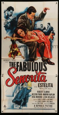 8t404 FABULOUS SENORITA 3sh 1952 wacky art of Robert Clarke spanking Estelita Rodriguez!