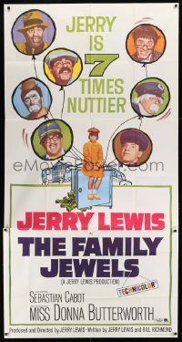 8t405 FAMILY JEWELS 3sh 1965 Jerry Lewis is seven times nuttier in seven roles, wacky art!