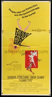 8t416 FUNNY GIRL 3sh 1969 Barbra Streisand, Omar Sharif, William Wyler, Bob Peak & Tal Stubis art!