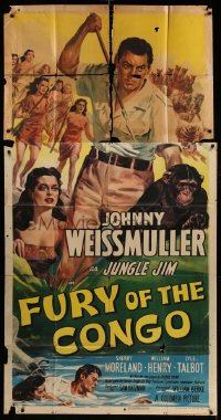 8t417 FURY OF THE CONGO 3sh 1951 Cravath art of Johnny Weissmuller as Jungle Jim & native women!