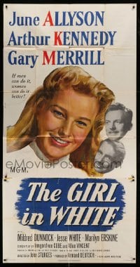 8t425 GIRL IN WHITE 3sh 1952 art of pretty female doctor June Allyson & Arthur Kennedy!