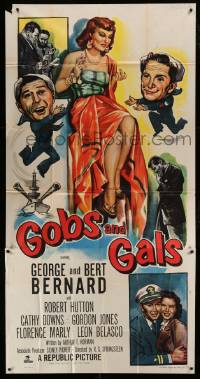 8t429 GOBS & GALS 3sh 1952 wacky art of sailors George & Bert Bernard + sexy Florence Marly!