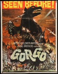 8t435 GORGO INCOMPLETE 3sh 1961 great artwork of giant monster terrorizing city by Joseph Smith!