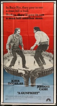 8t439 GUNFIGHT 3sh 1971 people pay to see Kirk Douglas and Johnny Cash try to kill each other!
