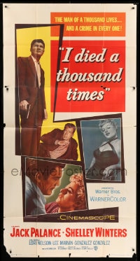 8t459 I DIED A THOUSAND TIMES 3sh 1955 Mad Dog Earle Jack Palance & sexy Shelley Winters!