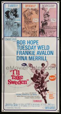 8t462 I'LL TAKE SWEDEN 3sh 1965 Bob Hope & Tuesday Weld, lots of sexy bikini babes, different!!