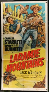 8t490 LARAMIE MOUNTAINS 3sh 1952 Cravath art of Charles Starrett & Smiley vs Native Americans!